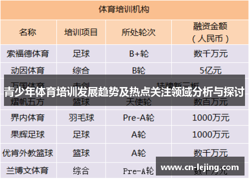 青少年体育培训发展趋势及热点关注领域分析与探讨